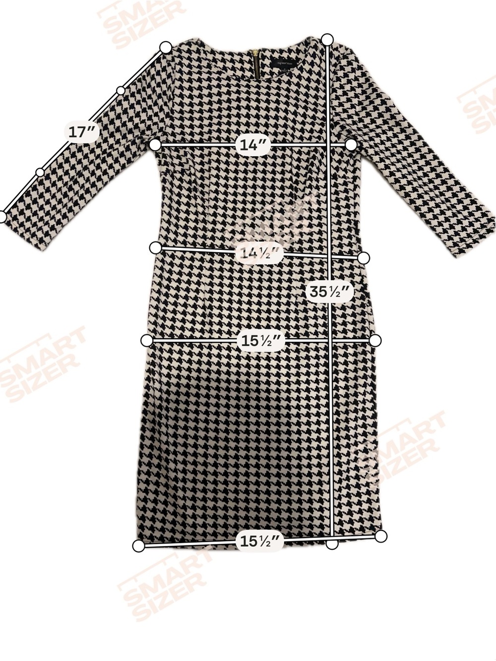 🎀 Spense Black & White Houndstooth Long Sleeve Sheath Dress - Picture 7 of 7